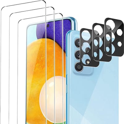 3-pack Screenprotector Geschikt voor Samsung Galaxy A72 4G / 5G met 3-pack camera lens beschermer, gehard glasfilm, 9H-hardheid - HD - antikras - 2.5D-rand