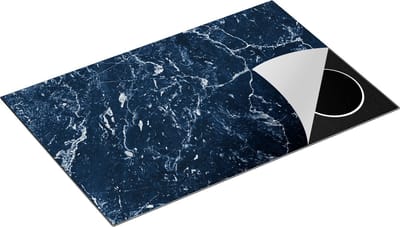 Chefcare Inductie Beschermer Donkerblauwe Marmer - Blauw - 80x50 cm - Afdekplaat Inductie - Kookplaat Beschermer - Inductie Mat