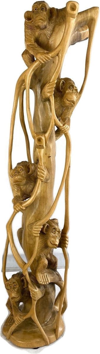 Handgemaakt houten apen / Houten figuur / Handgemaakt beeld / Indonesisch beeld
