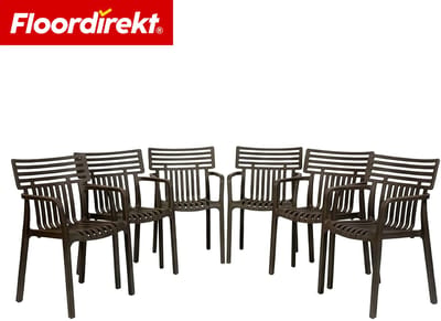 Floordirekt Tuinstoel Terrano - Stapelbare Designstoel Weerbestendig & UV-Bestendig - 6 Stuk - Antraciet - Ideaal Voor Tuin, Balkon & Terras - Modern, Stevig & Onderhoudsvriendelijk - Comfortabele Outdoor Stoel Voor Elke Buitenruimte