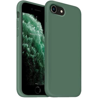 Coverzs Luxe Liquid Silicone case geschikt voor Apple iPhone SE 2022 / SE 2020 hoesje - Groen - Geschikt voor iPhone SE2020 & SE2022 case - Dennen groene case - Beschermhoesje - Backcover hoesje - Dennengroen