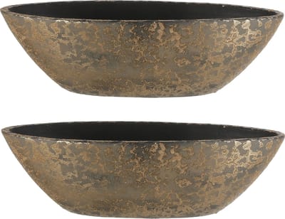 Mica Decorations Bloempot - 2x stuks - goudkleurig - boot schaal - 48 x 15 cm - plantenpotten