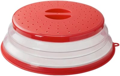 Opvouwbare Magnetron Afdekhoes - Hittebestendig Deksel voor Voedsel en Spatbescherming - 26 cm Rood