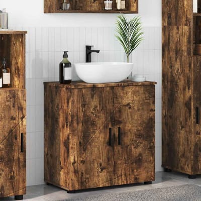 vidaXL - Badkamerkast - Rook - Eiken - 61 - x - 35 - x - 64 - cm - Bewerkt - hout, - Metaal