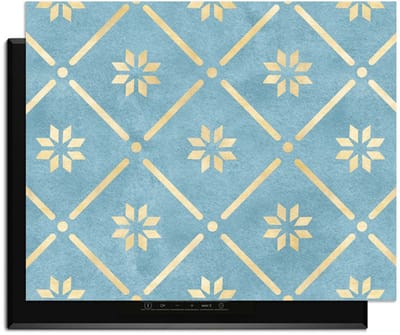 KitchenArt - Starline Blue Tile - Inductie Beschermer - 76x51.5 cm - Kookplaat Beschermer - Luxe Afdekplaat Inductieplaat - Anti-slip & Oprolbaar - Beschermmat Inductiekookplaat