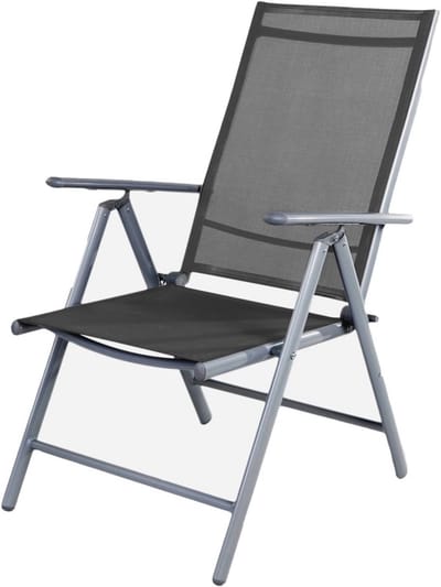 Tuinstoel met hoge rugleuning - 7-voudig verstelbaar en inklapbaar - weerbestendig aluminium en textiel - ideale tuinmeubel voor terras en balkon - zilver/antraciet