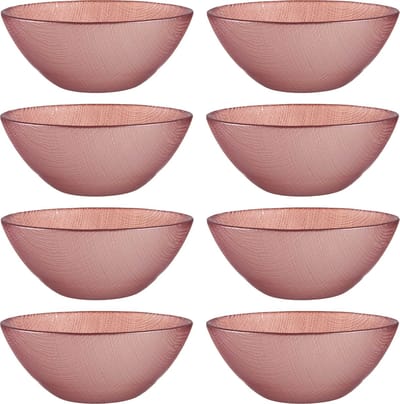 Vivalto Kommetjes/serveer schaaltjes/soepkommen - 8x - Murano - glas - D15 x H6 cm - roze - Stapelbaar