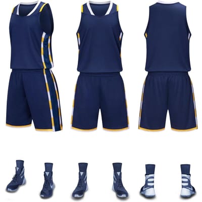 Basketbalpak, enkele schouder, vierpuntsbibliotheek, zweetabsorberend, ademend en snel drogend basketbalpak voor volwassenen, sportpak. M blue