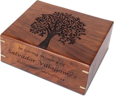 Gepersonaliseerde houten urn voor menselijke of dierlijke as | Gravure opties | 120 lbs