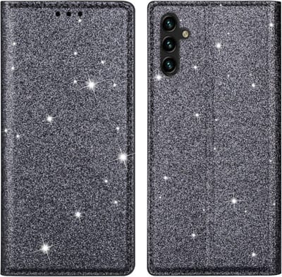 Coverup Hoesje - Geschikt voor Samsung Galaxy A05s Hoesje - Coverup Glitter Book Case - Grijs