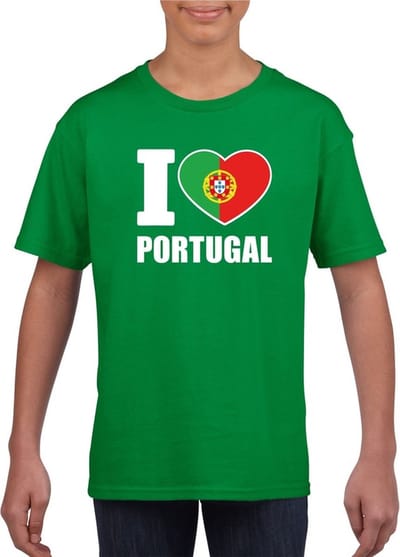 Groen I love Portugal supporter shirt kinderen - Portugees shirt jongens en meisjes 110/116