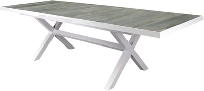 New Delhi uitschuifbare dining tuintafel 204-264x103xH76,5 cm met kruispoot wit