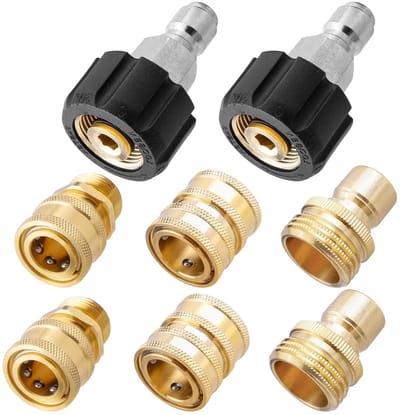 Dailygoods - Hogedrukreiniger Adapters - M22 Draaibaar - 8-delige set - Snelkoppelingen - Tuinslang Koppelingen - Geschikt voor Hogedrukreinigers - Un...