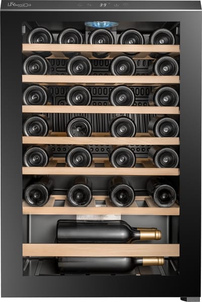 La Réserve RWC148FN1 - Vrijstaande wijnkoelkast - 47 flessen – 1 zone – LED display – Houten leggers – Vrijstaand – Zwart glas