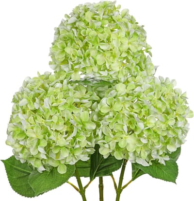 JGS Premium - 3-delige kunstmatige hortensia takken groene hortensia bloemen kunstbloemen zoals echte takken decoratie kunstbloem decoratie