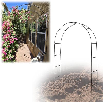 Metalen Roos Pergolaboog - Tuinboog Hekwerk - Planten Ondersteunen - Weerbestendig Staal - 80 x 200 cm - Zwart