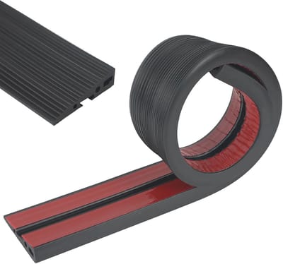 Rubberen Drempelhelling met Kabelgaten voor Rolstoel en Kinderwagen - 90x7,5 cm