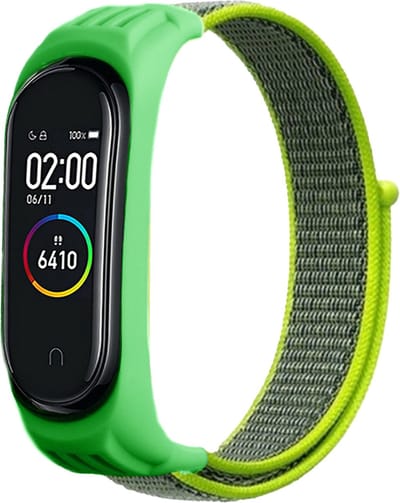 Strap-it Nylon bandje - geschikt voor Xiaomi Mi Band 5 / Mi Band 6 - geel-groen