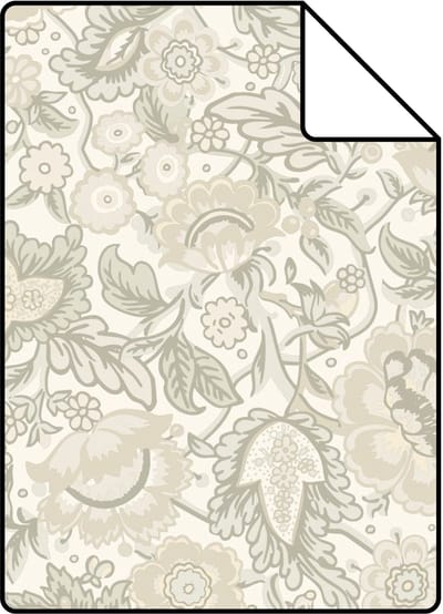 Proefstaal ESTAhome behang vintage bloemen blauwgroen - 26.5 x 21 cm - 132237-S