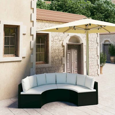 vidaXL - 4-delige - Loungeset - met - kussens - poly - rattan - zwart