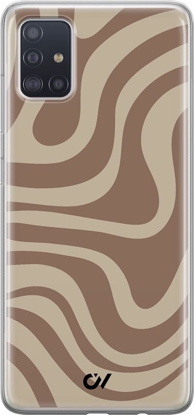 Hoesje geschikt voor Samsung Galaxy A51 hoesje - Brown Abstract Waves - - Bruin - - Casevibes