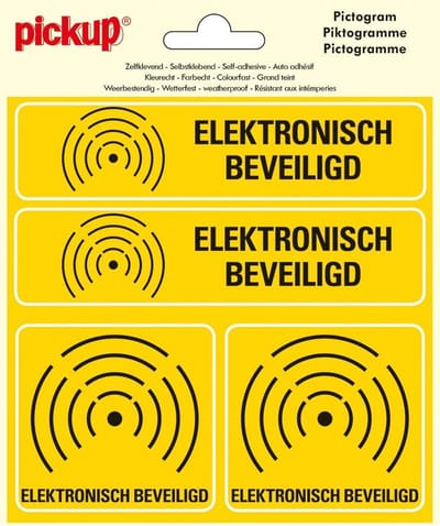 Pickup Pictogram 15x15 cm 4 op 1 - Elektronisch beveiligd - alarm
