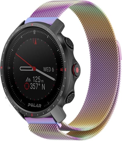 Strap-it Milanees smartwatch bandje - geschikt voor Polar Vantage M / M2 / M3 / Vantage V3 / Grit X / Grit X Pro / Grit X2 Pro - regenboog