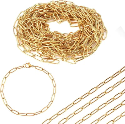 Papierclip Ketting 3.6 m Goud voor DIY Projecten, Armbanden en Sieraden maken met Kralen