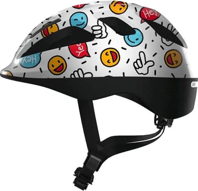 Fietshelm ABUS SMOOTY 2.0 white smiley M - 50-55 cm - wit - Geschikt voor gebruik op kinderfietsen - 220 g