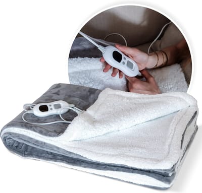 Elektrohouse Elektrische Deken XL – 6 Warmtestanden – Bovendeken Voor Huis – Camping - Wasbaar en Zijdezacht Fleece - 160x130 cm – Grijs