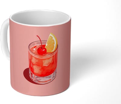Mok - Koffiemok - Glas - Ijsblokjes - Citroen - Kers - Mokken - 350 ML - Beker - Koffiemokken - Theemok