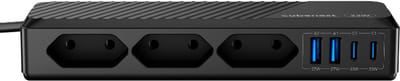 Cubenest PD GaN PowerStrip SlimLine 7v1 - Type E-stekker - Extended USB 33W - 2x USB-C 33W - 2x USB-A 27W - 3x AC - 1,5m kabel