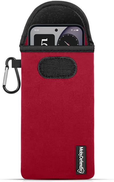 MobyDefend Hoesje - Geschikt voor Nothing Phone (4a) - Neopreen Pouch Met Karabijnhaak - Insteek - Riemlus - Rood