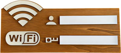 Vintage Houten Bord – Wanddecoratie voor Thuis – WIFI – Geen Elektriciteit Nodig – Geschikt voor Binnen en Buiten – Minimalistisch en Duurzaam