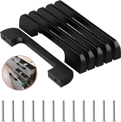 Zwarte Aluminium Handgrepen voor Keukenkasten - 6 Stuks, 128 mm Gatafstand, Modern Design en Duurzaam Gebruik