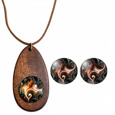 Set Amara ketting clip oorbellen Bruin - Charme Bijoux