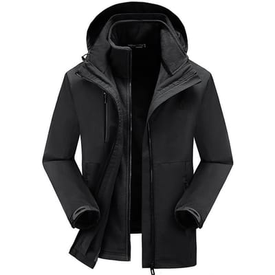 Herfst en Winter Nieuwe Outdoor Casual Heren Verdikte Afneembare Capuchon Jas Tops voor Heren 5XL black