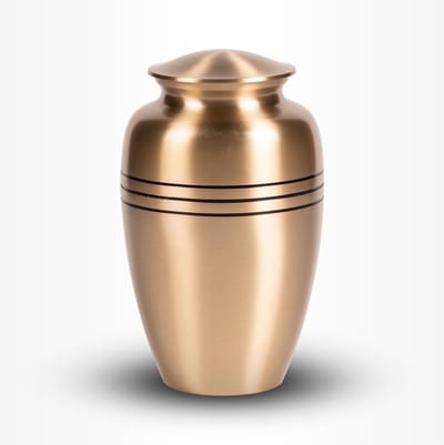 Messing Urn Groot 3,7 liter Goudkleurig Zwart Horizontale Lijnen - Urn voor Menselijke As - Crematie Urn voor As Volwassenen