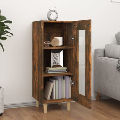 vidaXL - Dressoir - 34,5x34x90 - cm - bewerkt - hout - gerookt - eiken