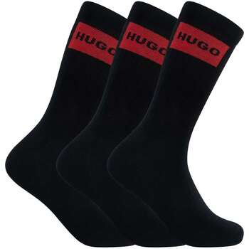 HUGO 3-Pack Kwartlengte Kammgaren Katoenen Geribbelde Herensokken