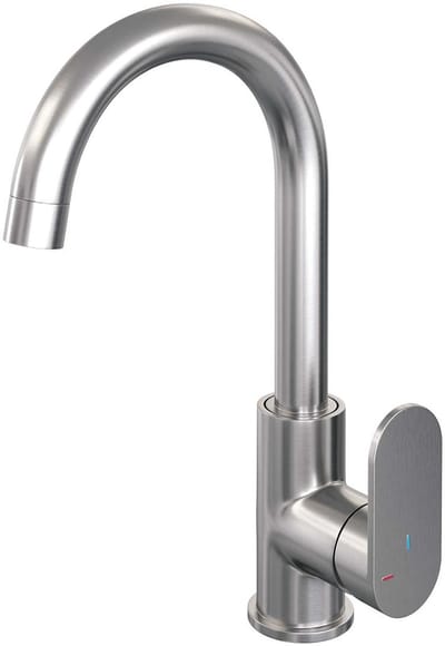 Brauer Brushed Edition Hoge Opbouw Wastafelmengkraan met Draaibare Ronde Uitloop Model C RVS Geborsteld PVD