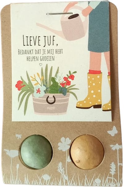 Floz Design bedankje juf - groen cadeau juf - zaadbommetjes