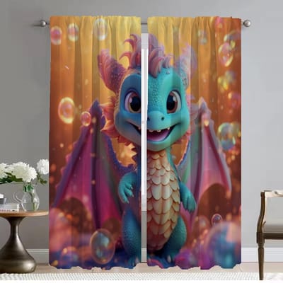 Verduisterende Keukengordijnen voor Slaapkamer Little Wyvern Raamgordijn voor Kamer 2 Paneel Shades Home Interieur Gordijnen Scheidingswand W50xH70cmx2pcs-CL blue