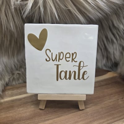 Robuust Wenstegeltje "Super tante" – Hip trendy tegeltje – 10x10 cm – Cadeau voor een tante of zwangerschaps aankondiging – Stijlvol en Persoonlijk Woonaccessoire - Zomaar - Deco – Trendy nu