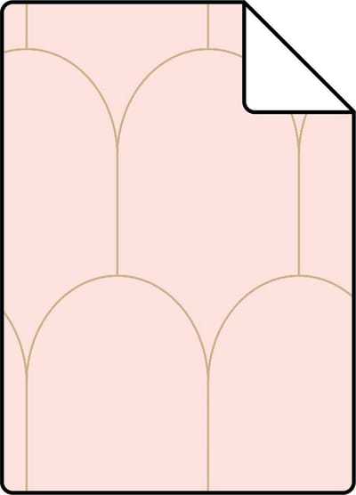 Proefstaal ESTAhome behang art deco motief zacht roze en goud - 26.5 x 21 cm - 139201-S
