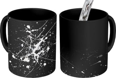Magische Mok - Foto op Warmte Mokken - Koffiemok - Verfspatten - Wit - Abstract - Explosie - Magic Mok - Beker - 350 ML - Theemok