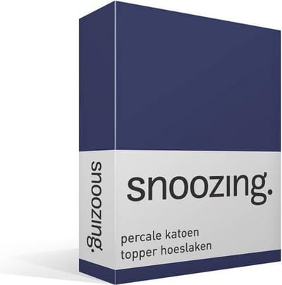 Snoozing - Topper - Hoeslaken  - Eenpersoons - 70x200 cm - Percale katoen - Navy