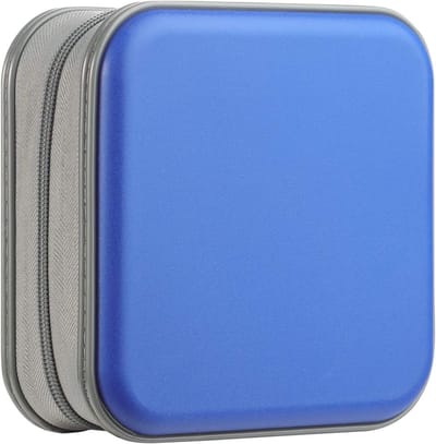 CD Case met 48 Capaciteit - Harde Plastic Draagbare DVD Pouch, Beschermende Zipper en Opbergtas voor Auto en Reizen (Blauw)