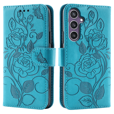 Comfycase Samsung Galaxy A27 Roses Bookcase Hoesje Blauw
