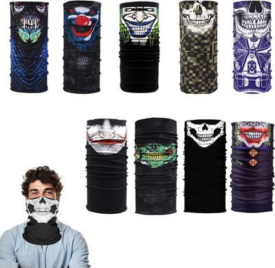 Multifunctionele Neckerchief en Gezichtsmasker voor Halloween - 9 Ontwerpen, Ademend, Zweetabsorberend, Elastisch, Voor Mannen en Vrouwen, Diverse Kleuren